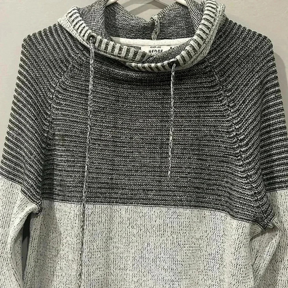 [L]Never Lose Hedge Two Tone Gray Knit Pull Over  Hoodie Sweater - Picture 4 of 7